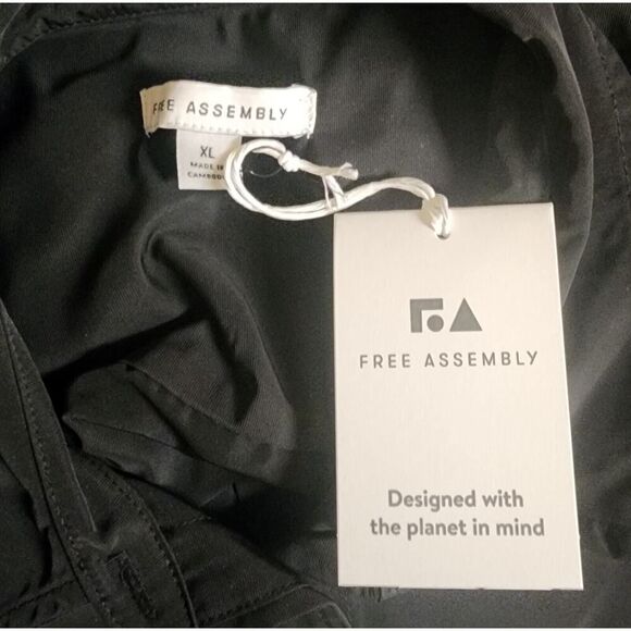 Free Assembly Dress XL Smocked Waist Mini Shirt Dress Long Sleeve Structured - Picture 7 of 7